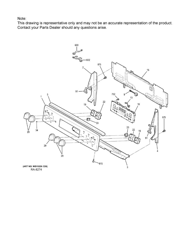 Marco frontal superior GE (Bk) para estufa 191D5023P009-515 CKD20725 CKD2072