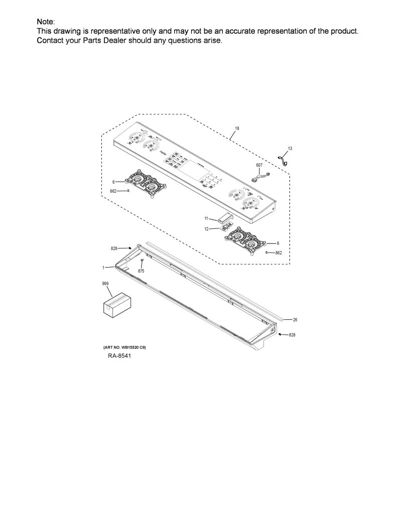 Carcasa Transmisor-Receptor para Estufa GE 191D7827P002 CKD20877 CKD2087
