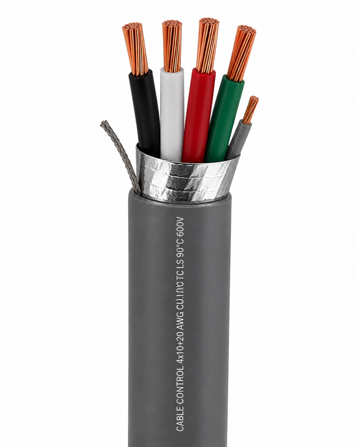 Cable de control 4x10+20 awg cu pvc tc ls 90°c 600v