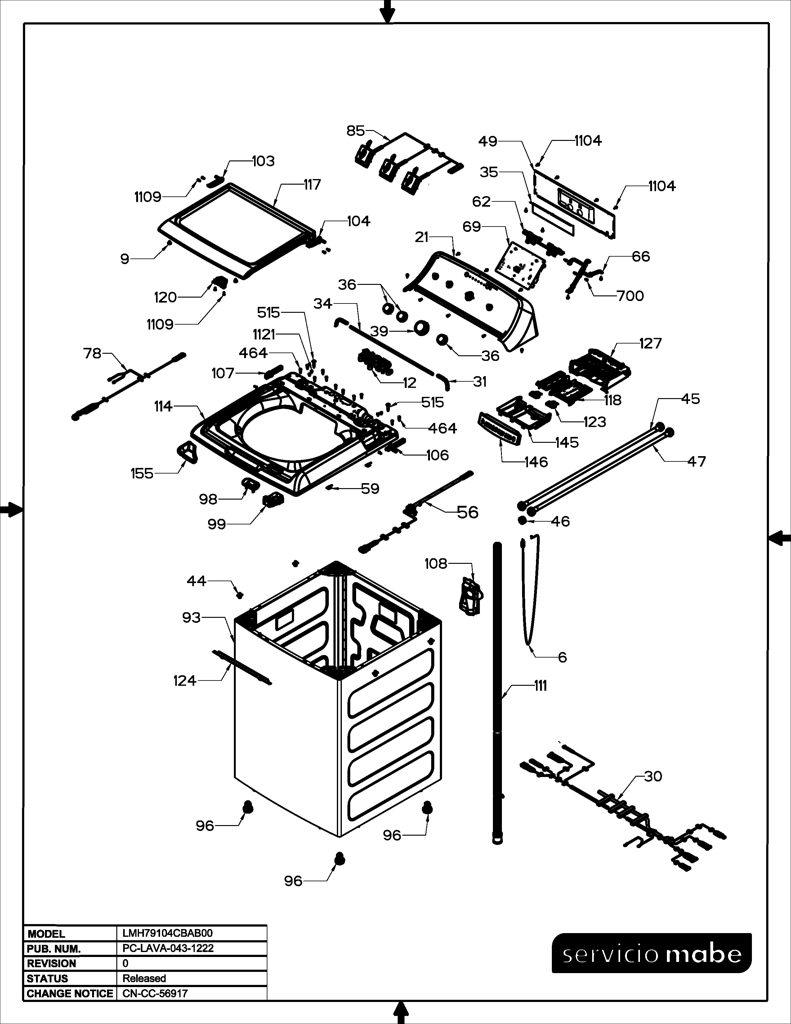 Sello Superior Mabe Washer 233D2309P003 CKD22137 CKD2213