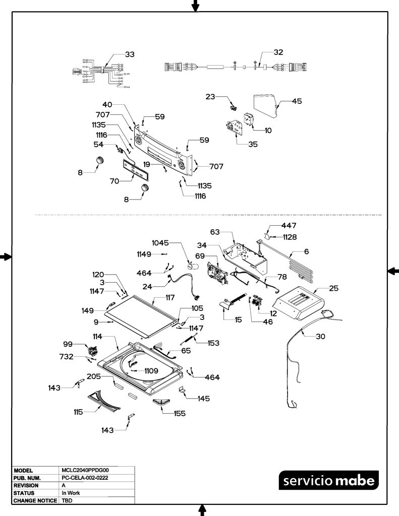 Panel de control para lavadora Mabe 234D3065P002 CKD22655 CKD2265
