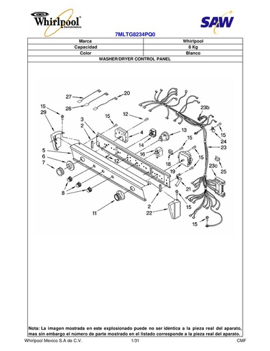 Conector motor secadora 2154470 CKD1574873