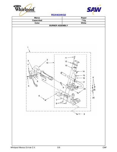 Orificio de quemador (propano) 229742 CKD1575908