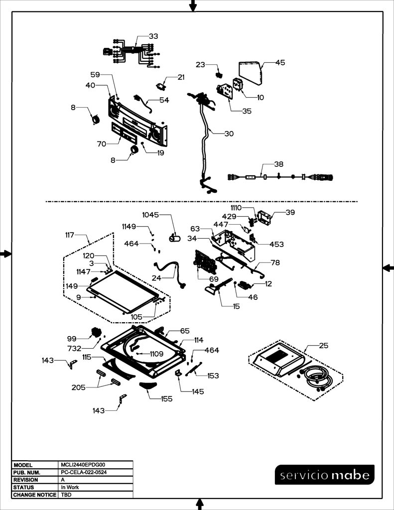 Kit de panel de control para lavadora Mabe - Repuesto 233D3315G005 CKD23673 CKD2367
