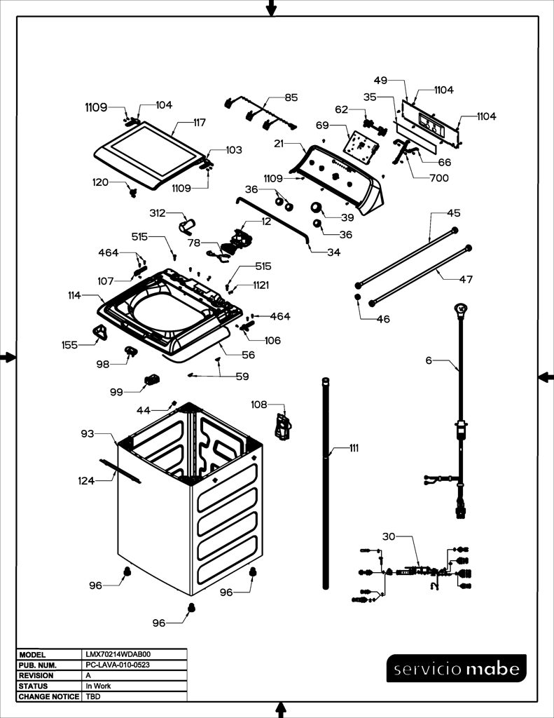 Perilla de control para lavadora Mabe 253C1252G007 CKD23680 CKD2368