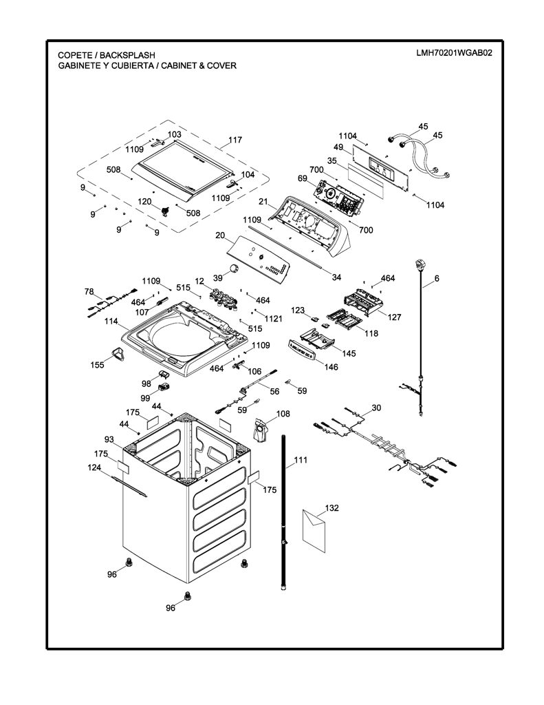 Superior para Lavadora Mabe - Genuine Spare Part 233D2257P002 CKD23689 CKD2368