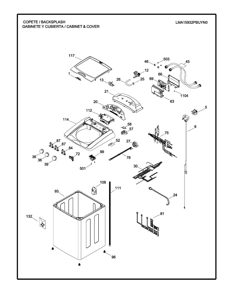 Overlay para lavadora Mabe - Panel de control 189D3389P014 CKD23852 CKD2385