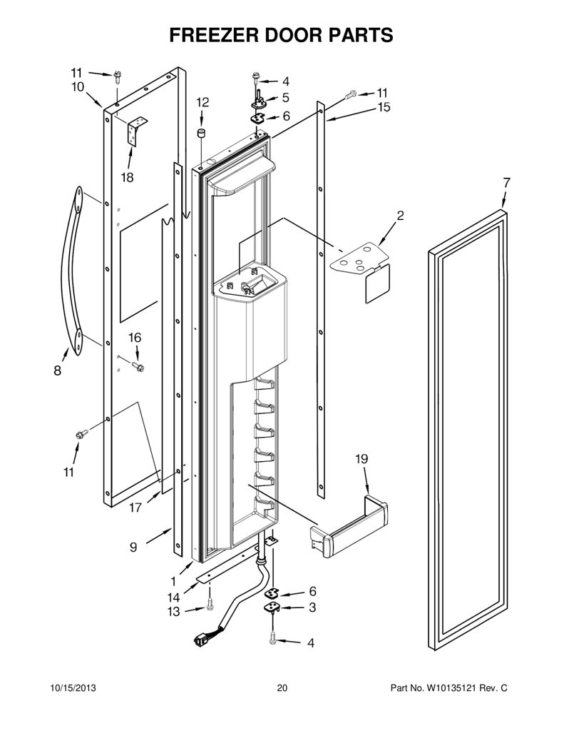 Puerta de congelador W10130856 CKD1579933