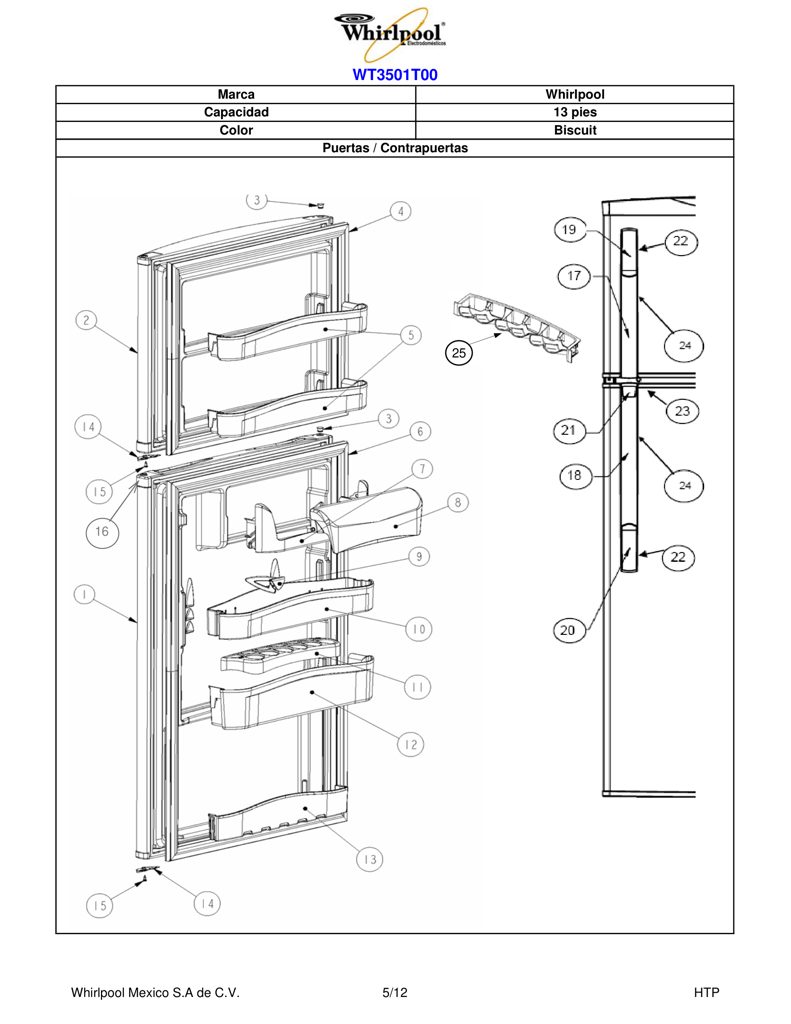 Puerta multiusos superior W10134345 CKD1579982