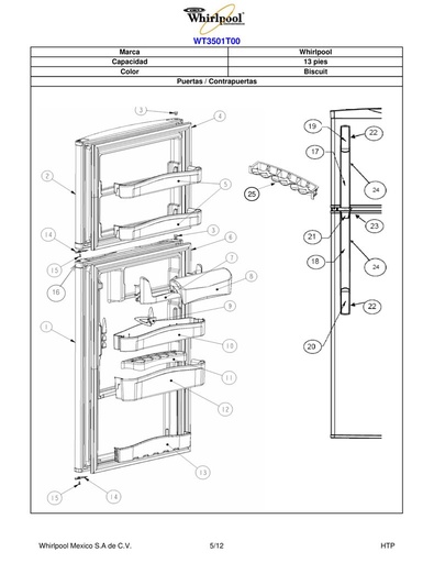 Puerta multiusos superior W10134345 CKD1579982