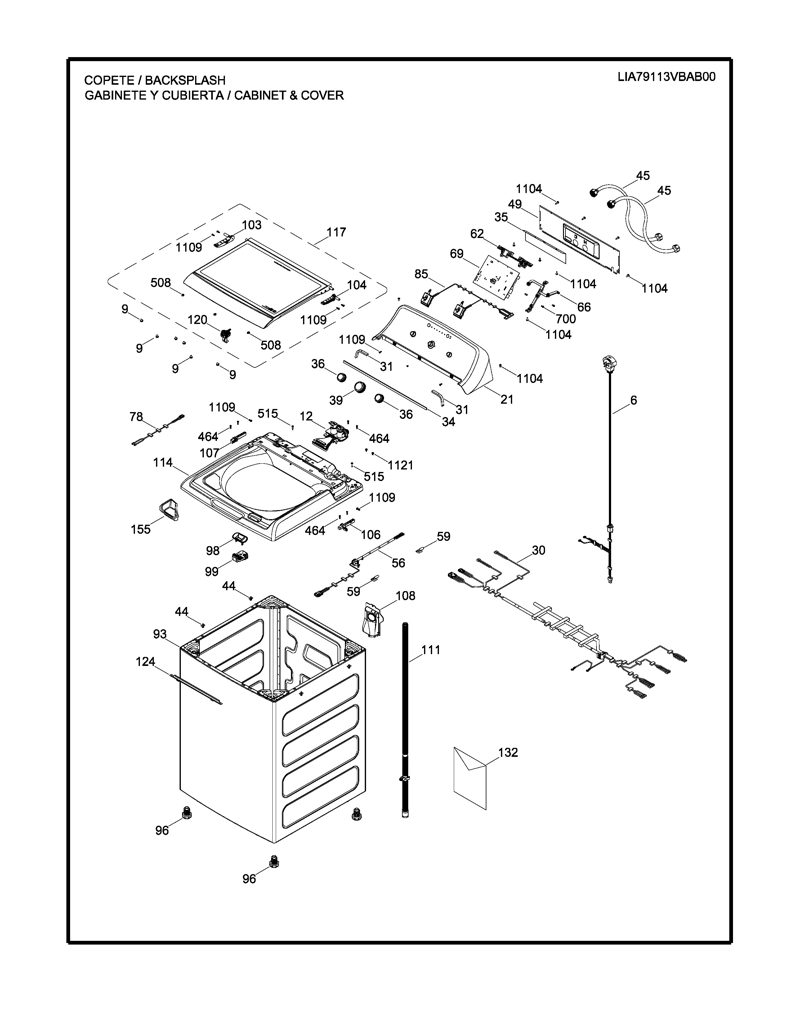 Conjunto IML y superior para lavadora Mabe 233D2590G018 CKD24160 CKD2416
