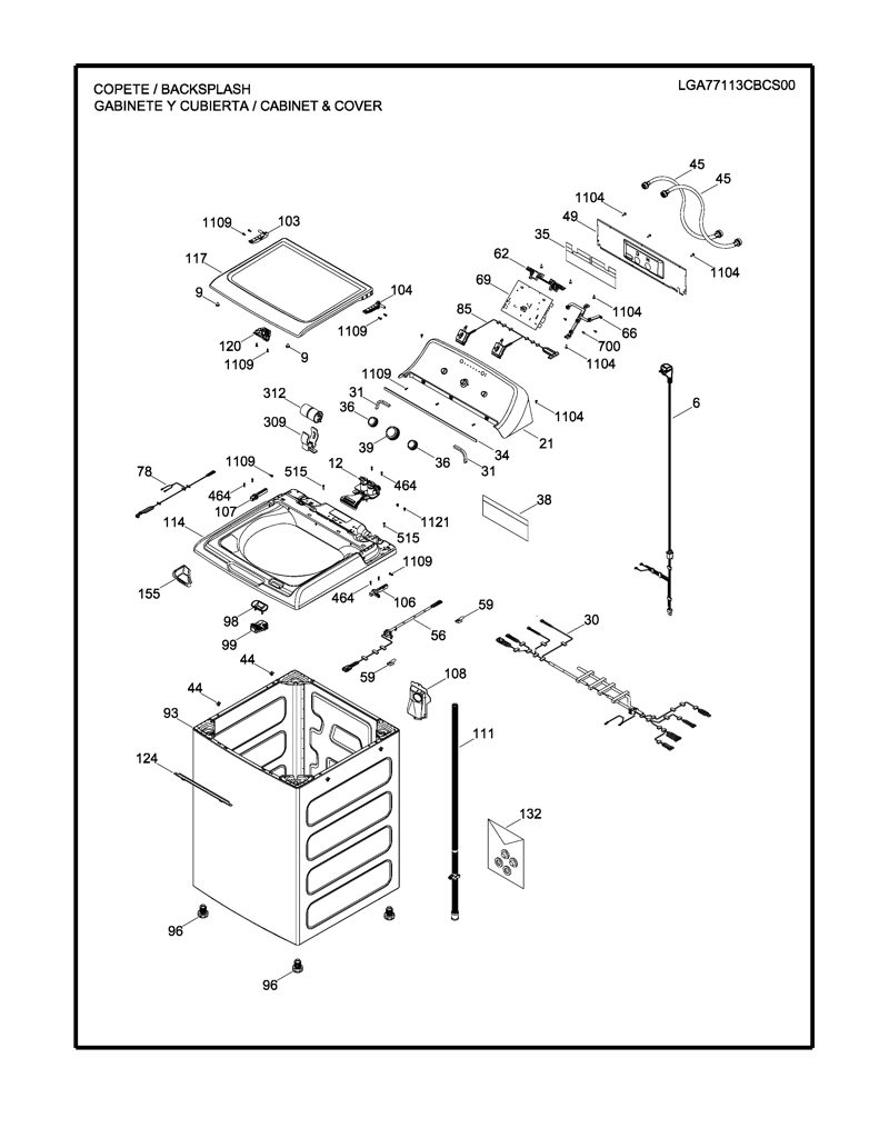 Ensamblaje de IML y Tapa para Lavadora GE 233D2590G016 CKD24444 CKD2444