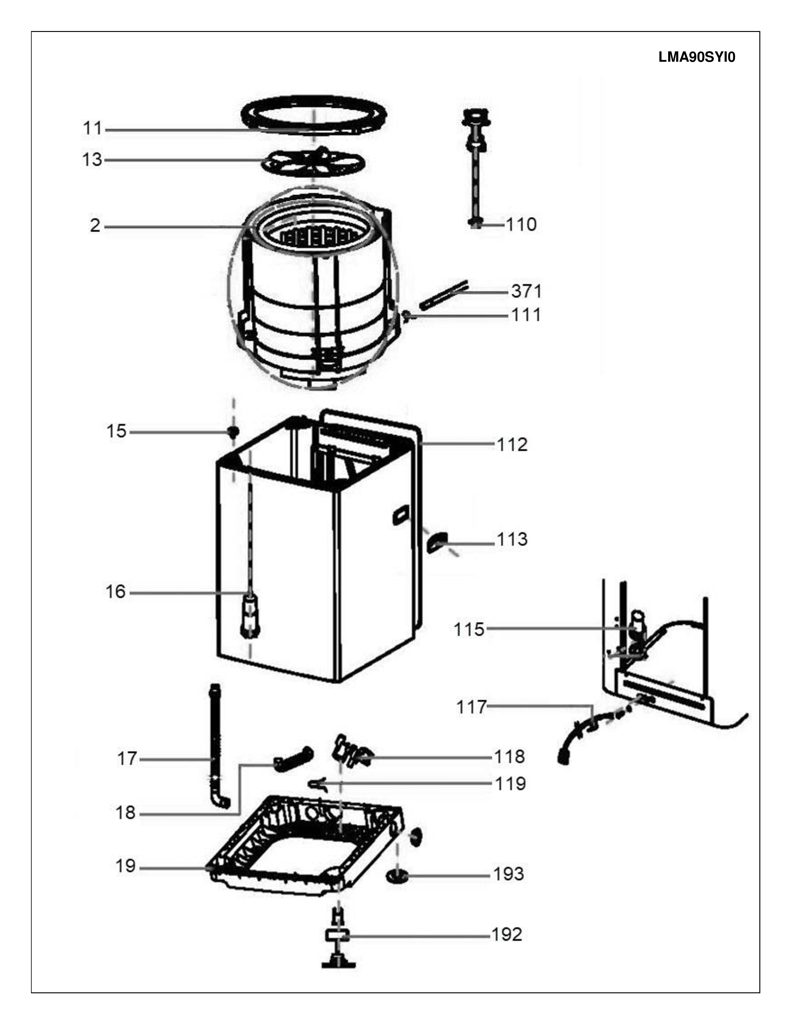 Ensamblaje de Panel de Control Trasero para Lavadora Mabe 12138000000049 CKD24671 CKD2467