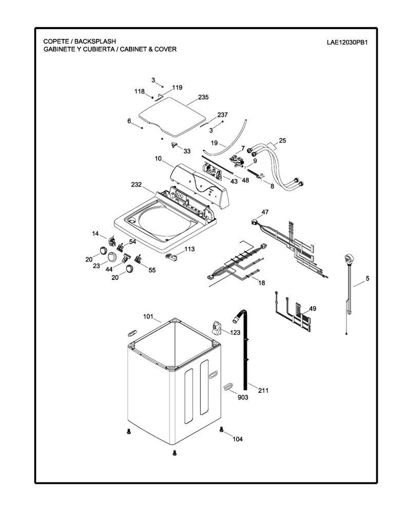Placa de control para Lavadora Mabe - Repuesto original 189D3632G005 CKD24773 CKD2477