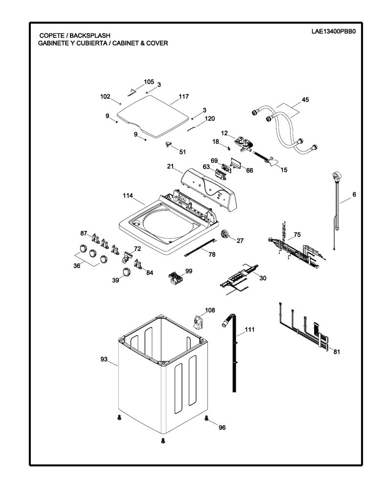 Arnés de caja de quemador para Lavadora Mabe - Genuino 189D3653G012 CKD25658 CKD2565