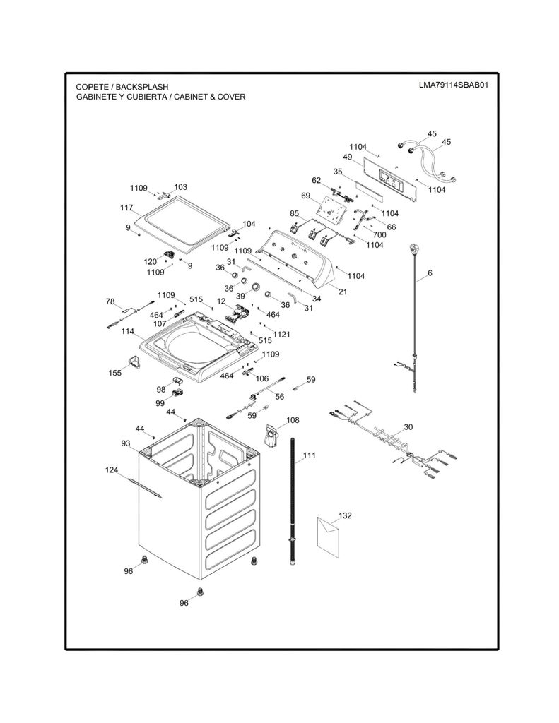 Placa y kit de interruptor para lavadora Mabe - Pieza original 233D3042G011 CKD25712 CKD2571