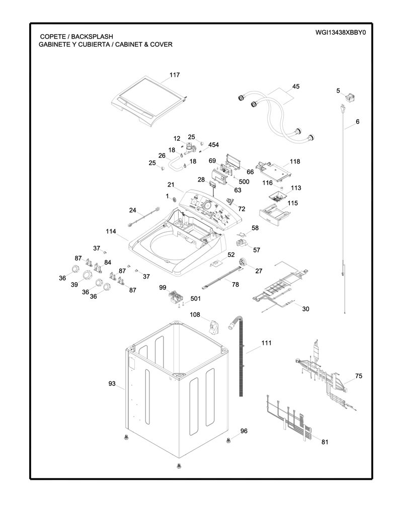 Ensamblaje Lyra 220 para Lavadora Mabe 189D3114G012 CKD25984 CKD2598