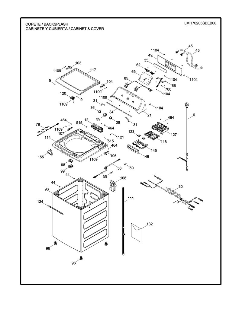 Ensamblaje de IML y superior para lavadora Mabe 233D2590G012 CKD26029 CKD2602