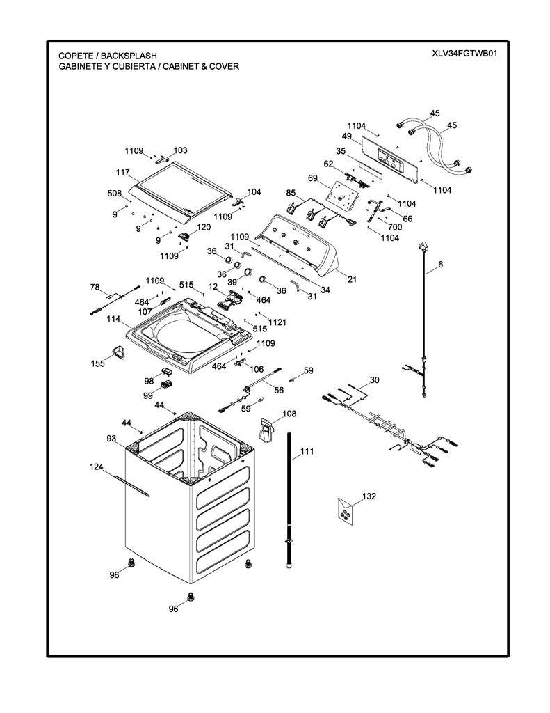Ensamblaje de Placa IML y Tapa para Lavadora Mabe 233D2589G010 CKD26322 CKD2632