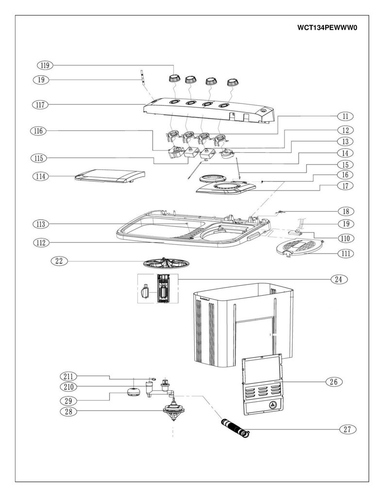 Tapa de Secadora para Lavadora Mabe 12138000A01933 CKD26447 CKD2644