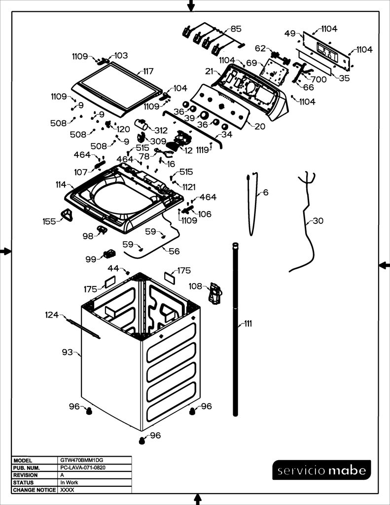 Conjunto IML y Bisel para Lavadora GE 233D2443G004 CKD26525 CKD2652