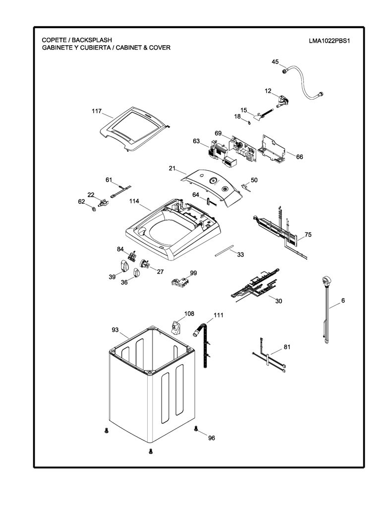 Placa de control para lavadora Mabe 189D4158G002 CKD26594 CKD2659