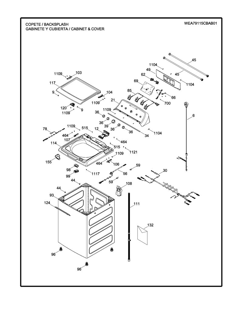 Ensamblaje de moldura IML para lavadora Mabe 233D2437G001 CKD26876 CKD2687