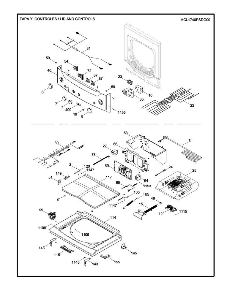 Panel lateral derecho para lavadora Mabe - Pieza original 189D7067P006 CKD26894 CKD2689