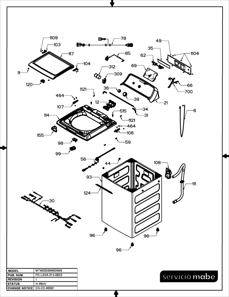 Placa Perilla para Lavadora Mabe - Repuesto Genuino 233D2319G007 CKD26955 CKD2695