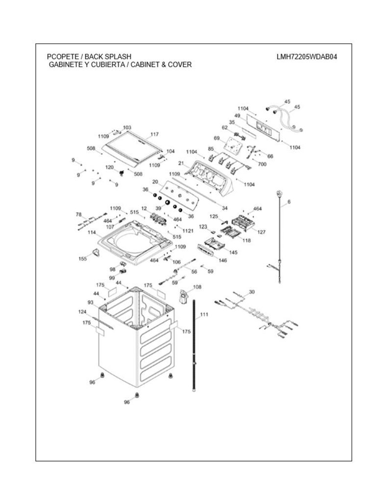 Panel frontal y ensamblaje de bisel para lavadora Mabe 233D2992G004 CKD26956 CKD2695