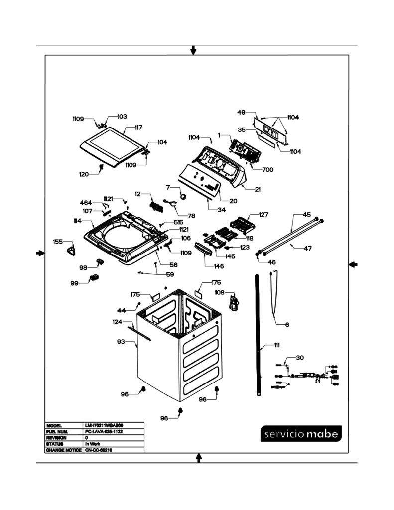Ensamblaje IML y bisel para lavadora Mabe - Repuesto genuino 233D2996G006 CKD26962 CKD2696