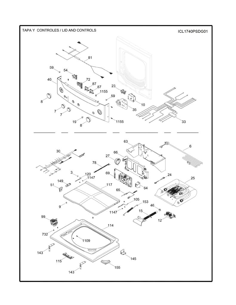 Panel de control y ensamblaje de calentador Mabe Lavadora 234D1181G023 CKD27315 CKD2731