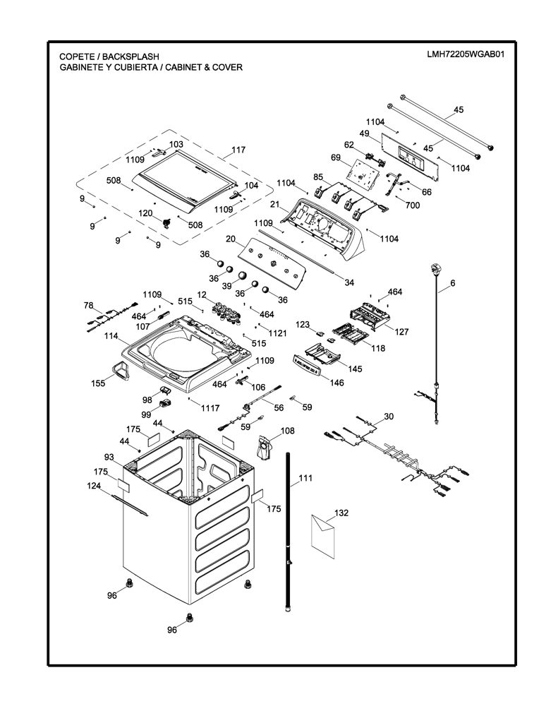 Ensamblaje de IML y bisel para lavadora Mabe 233D2443G001 CKD27542 CKD2754