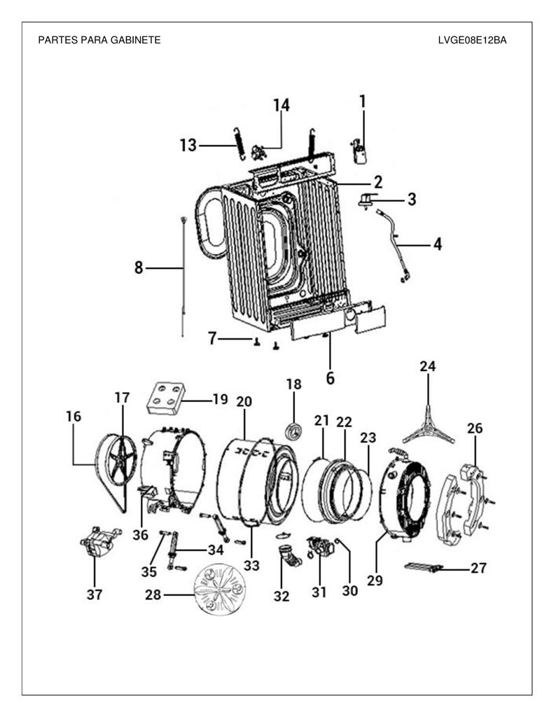 Ensamblaje de panel de control para lavadora Mabe de 8 Kg 810324 CKD27889 CKD2788