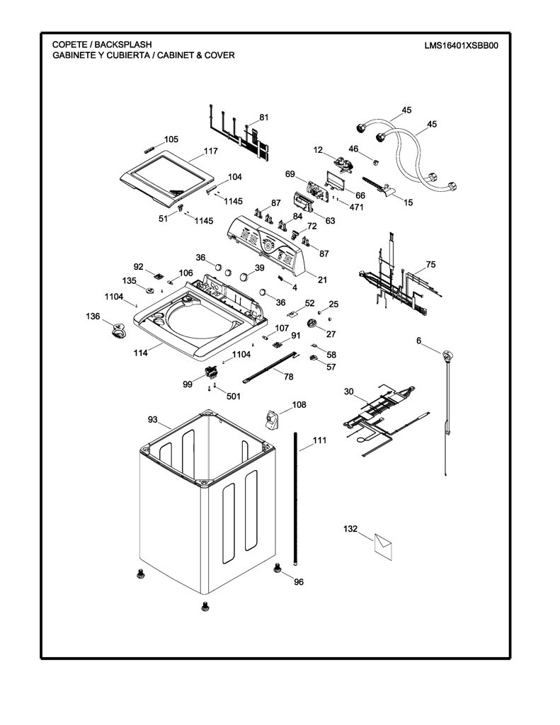 Placa de Control para Lavadora Mabe PA015G02R01 CKD28050 CKD2805