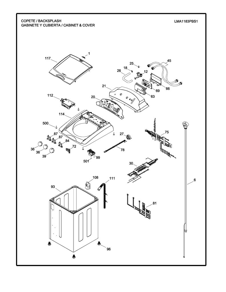Panel frontal (Overlay) para lavadora Mabe 189D3388P010 CKD28172 CKD2817