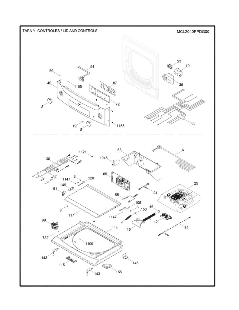 Panel de acceso para lavadora Mabe 233D2884P001 CKD28309 CKD2830