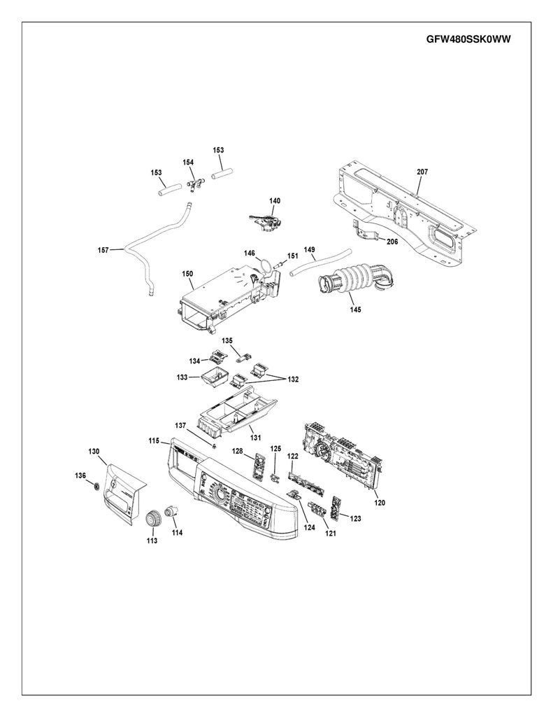 Panel Trasero Inferior para Lavadora GE - Repuesto WH44X20120 CKD28490 CKD2849