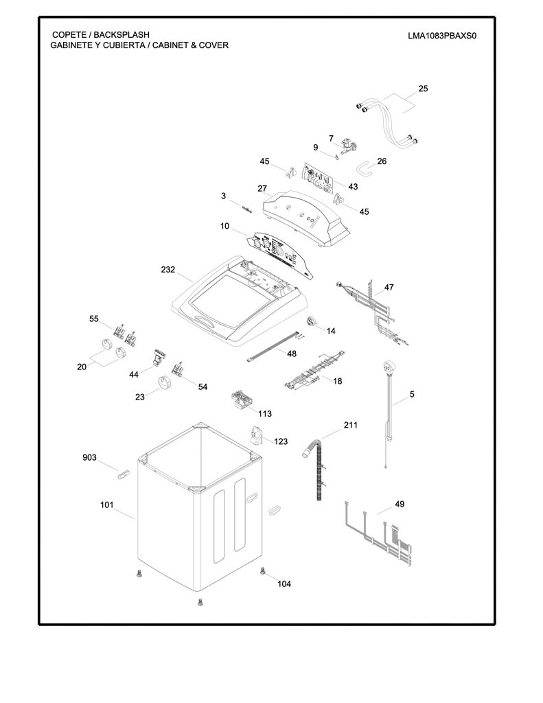 Mylar Mabe 189D3388P004 para Lavadora - Pieza Original CKD28556 CKD2855