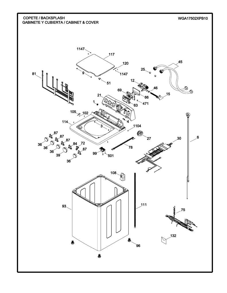 Adorno gráfico para lavadora GE 233D1546G003 CKD28558 CKD2855