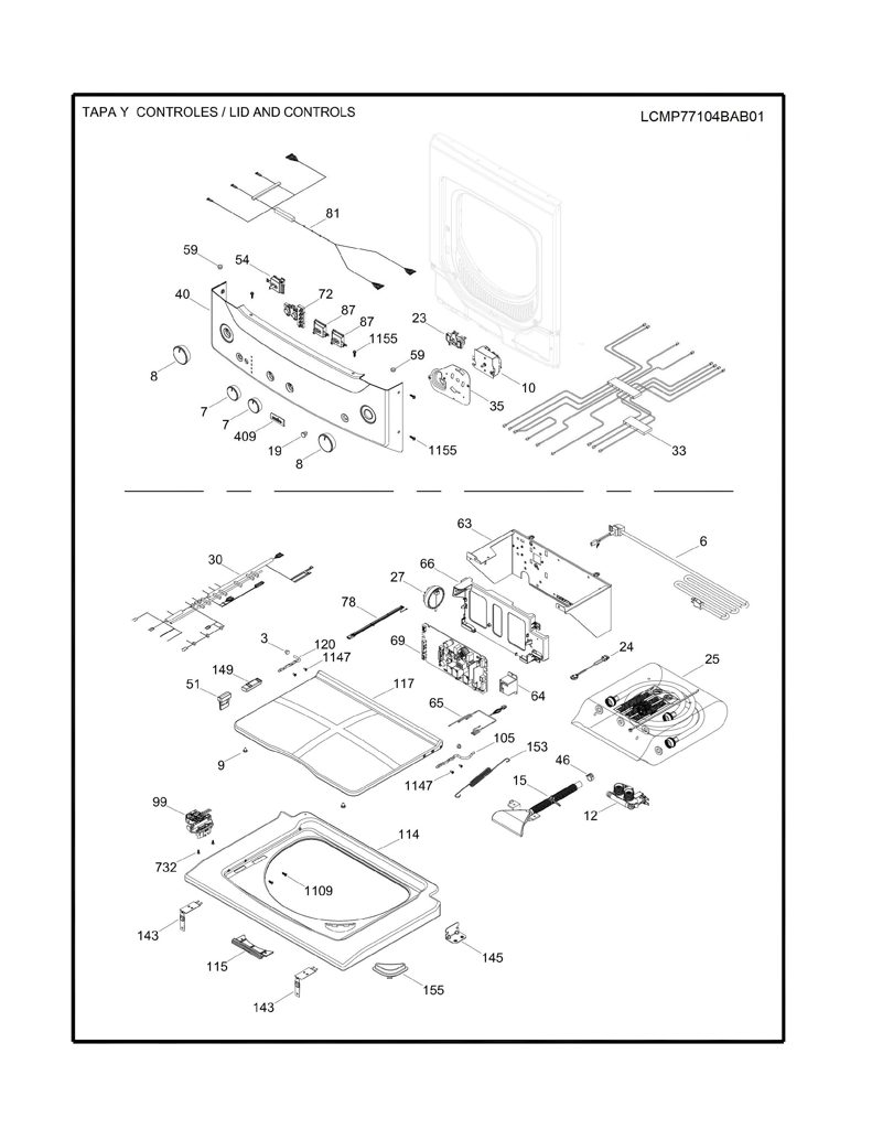 Panel de control Mabe Washer 234D1181G022 CKD28599 CKD2859