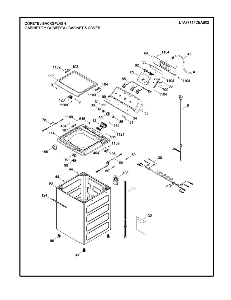 Etiqueta y moldura superior para Lavadora Mabe 233D2589G004 CKD28607 CKD2860