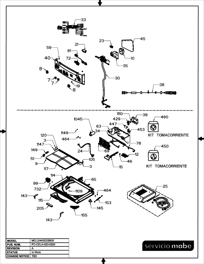 Panel de control y conjunto de transferencia de calor para lavadora Mabe 234D2897G003 CKD28608 CKD2860