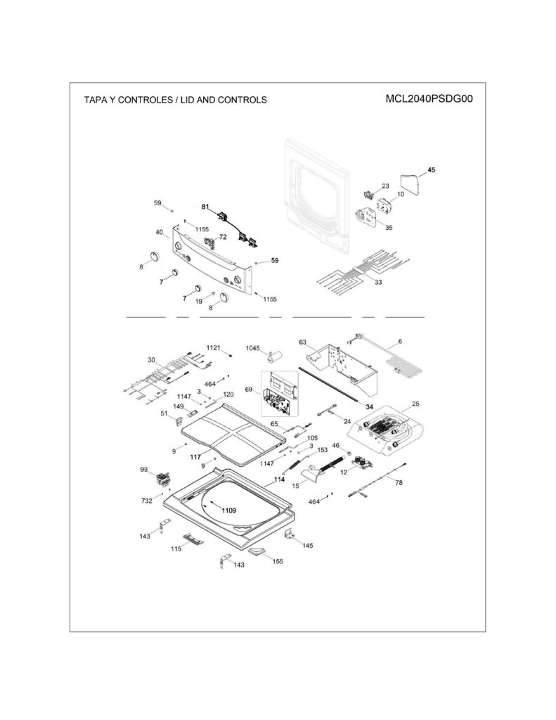 Panel de control y ensamblaje HT Mabe - Repuesto Lavadora 234D2897G007 CKD28609 CKD2860
