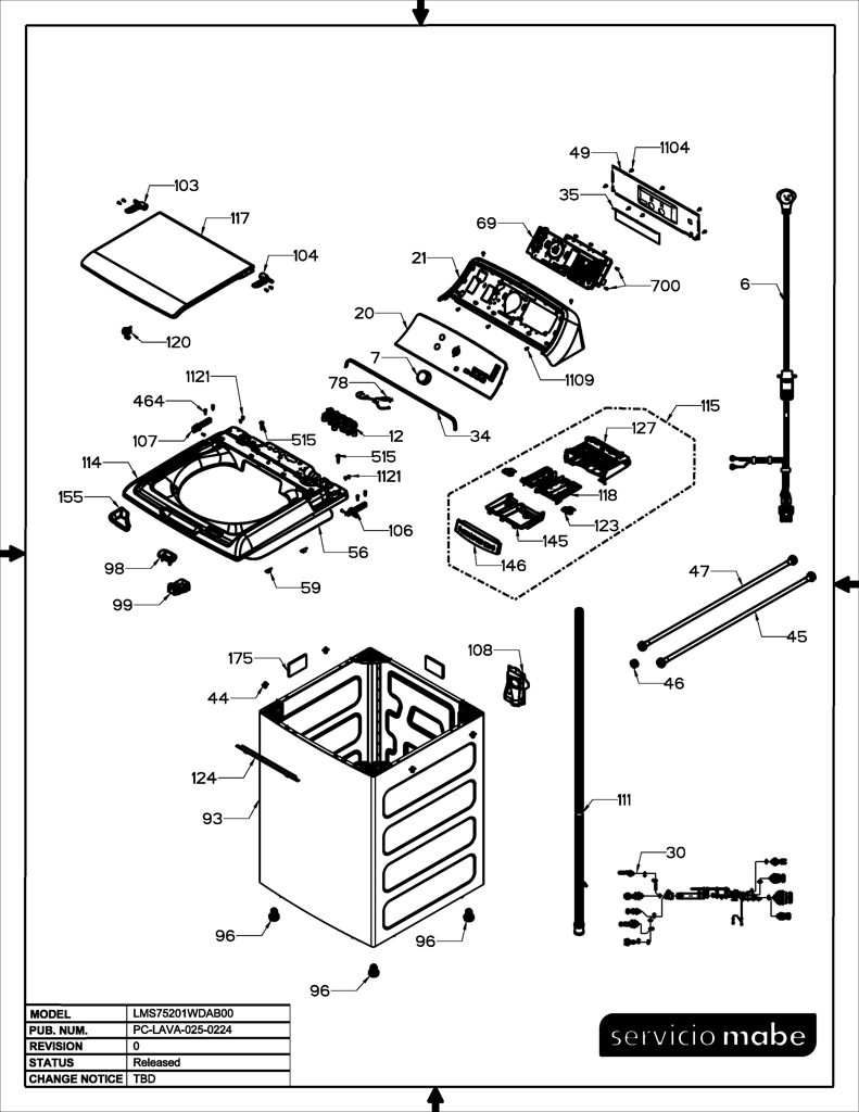 Ensamblaje IMD para lavadora Mabe 233D2996G015 CKD28753 CKD2875