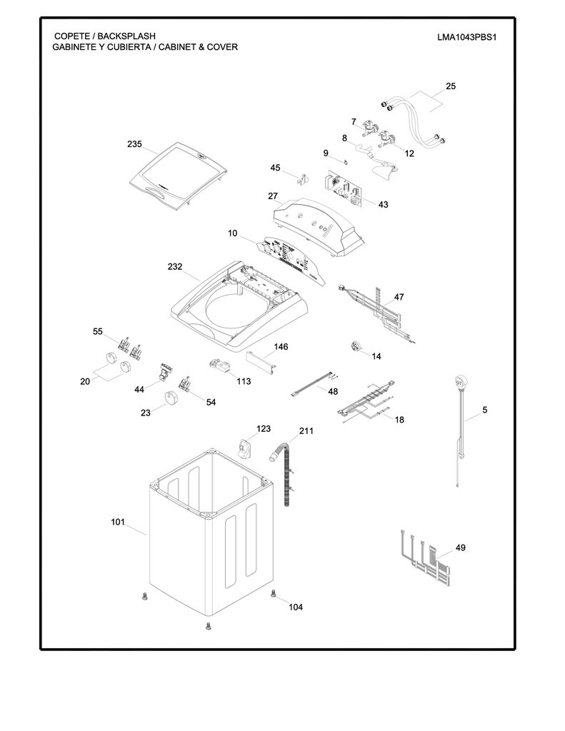 Mylar blanco para Lavadora Mabe 189D3388P007 CKD28918 CKD2891