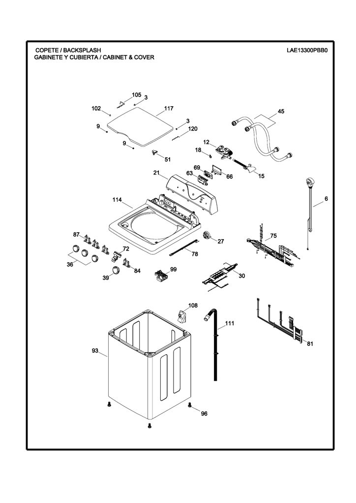 Trim de transferencia de calor para lavadora Mabe 189D4315G004 CKD29112 CKD2911