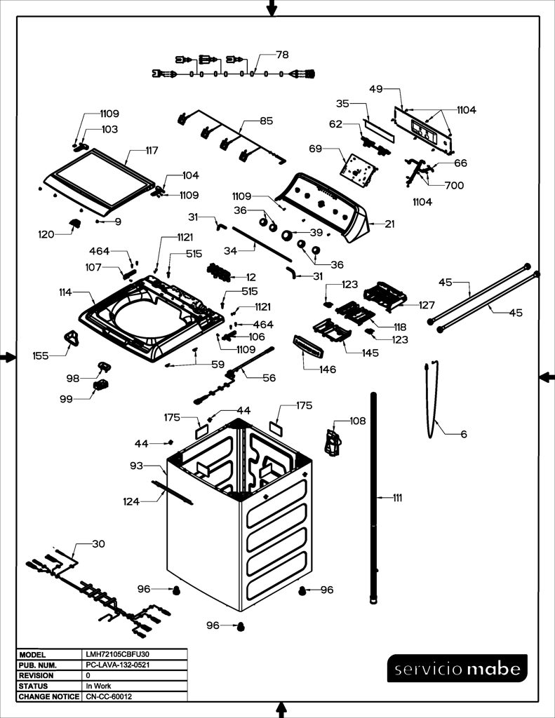 Kit de placa y interruptor Mabe para Lavadora 233D3109G003 CKD29142 CKD2914