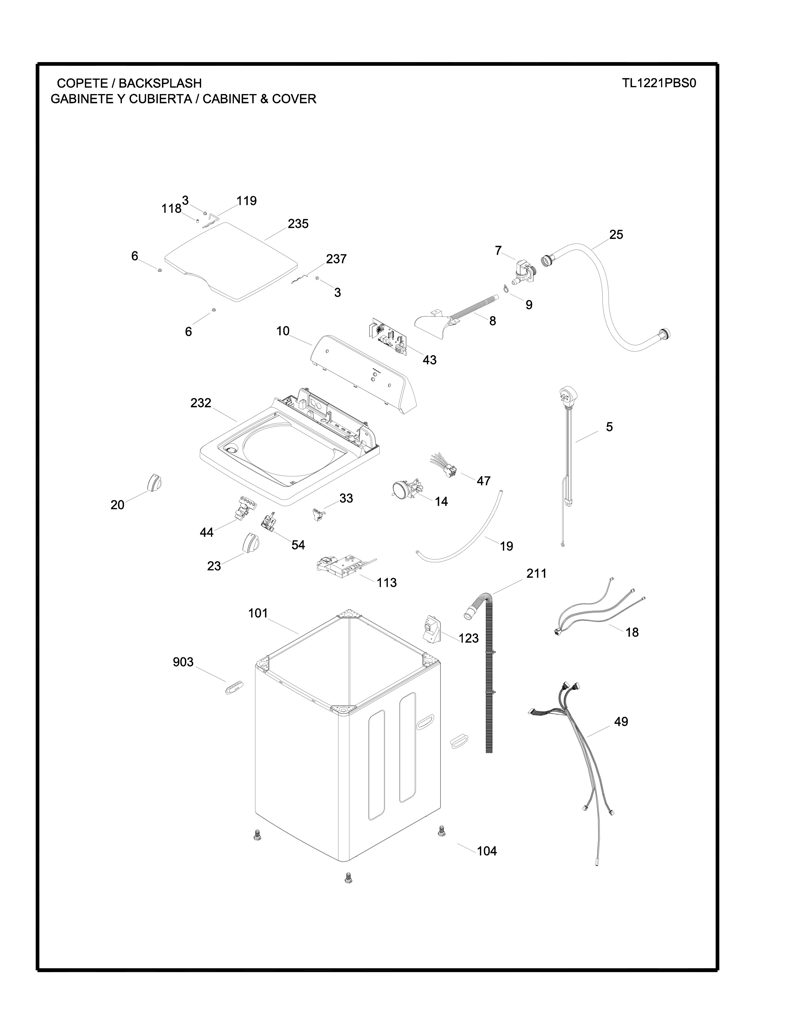 Arnés selector para lavadora GE 189D2883G014 CKD29167 CKD2916