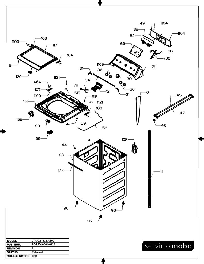Ens. IML para lavadora Mabe 233D2992G025 CKD29208 CKD2920